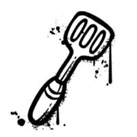 Black and White Graffiti Sprayed Spatula with Splashes vector