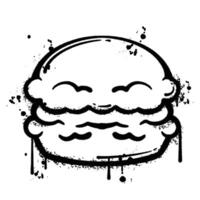 Graffiti Spray painted cartoon macaron with a smiling face vector