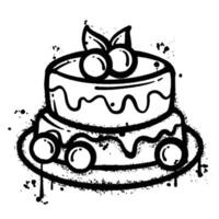 Two Tiered Cake with Berries and Leaves in a Graffiti Spray Paint Style vector