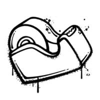 Black and white Graffiti spray paint illustration of a tape dispenser vector