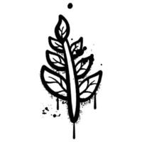 Black and White Graffiti Spray Paint Branch tree with Droplets vector