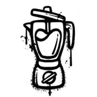 Black and White Graffiti spray Style Illustration of a blender machine vector