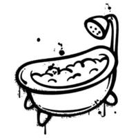 A Person Taking a Bath in a Tub with a Shower Above vector