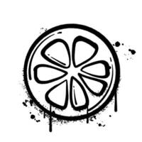 Black and White Graffiti paint Style Sprayed Lemon Slice vector