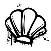 Black and White Graffiti Spray Painted Seashell with Splashes vector