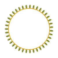 Abstract Textured Rope Stitched Round Frame With Leaf vector