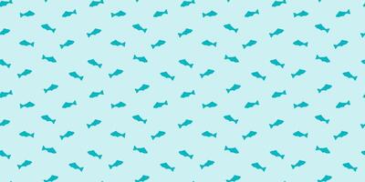 Seamless Pattern with Blue Fishes, Sea Background vector