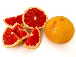 Fresh grapefruit fruit. Grapefruit isolated on white background. Grapefruit with clipping path. photo