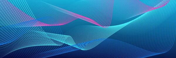 Dark blue abstract background with glowing wave lines. futuristic background Modern concept technology. vector