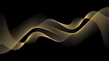 Abstract wave lines luxury shiny gold color on black background. Futuristic flow of shining gold line waves. Suitable for banners, posters, covers, brochures, flyers, websites vector