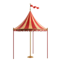 Circus Tent with Red and White Striped Canopy on Transparent Background AI-Generative png