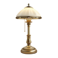 Lamp with White Shade on Gold Base on Transparent Background AI-Generative png