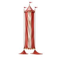 Red and White Circus Tent with Flag on Transparent Background AI-Generative png