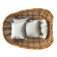 Wicker Chair with Pillows on Transparent Background AI-Generative png