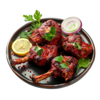 Chicken Tikka Platter on Transparent Background AI-Generative png
