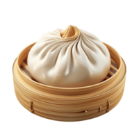 Steamed Dumpling in Bamboo Container on Transparent Background AI-Generative png