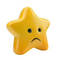 Sad Yellow Star with Sad Face Emoji on Transparent Background AI-Generative png