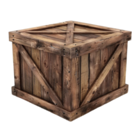 Cartoon Wooden Delivery Box Crate on Transparent Background AI-Generative png