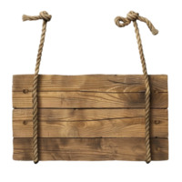 Wooden Sign with Rope on Transparent Background AI-Generative png