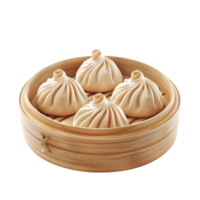 Dumplings in Bamboo Basket on Transparent Background AI-Generative png