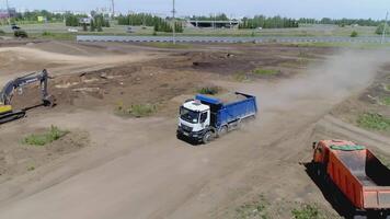 Norway-Oslo-August 31,2022. Scene.Conducting construction work using a truck on an empty finished surface.Use only for editorial. video
