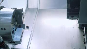 Concept of engineering and heavy industry. Media. Close up of working machine at the factory workshop. video