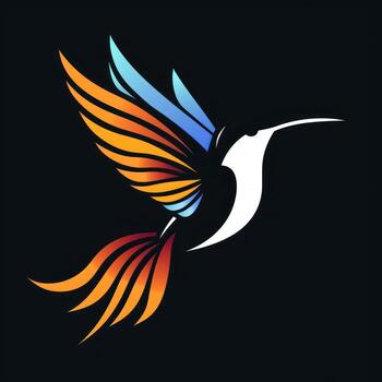 the flying hummingbird is designed using a variety of colors, photo