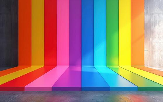 a set of brightly colored squares lined with light, photo