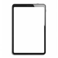 an electronic device with blank screen sitting on a white surface, photo