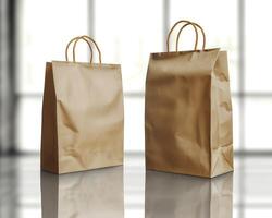 two brown bags one paper and the other light colored, photo