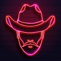 a neon image of a cowboy with beards and star wars, photo