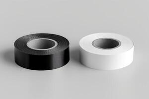 two rolls of colored thread in different sizes and shapes, photo