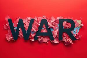 the word war is made into letters on an abstract background, photo