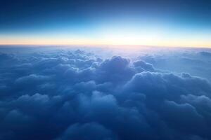 an aerial view showing lots of clouds and sunset, photo