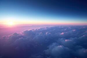 the sun shines beneath clouds above the horizon, photo