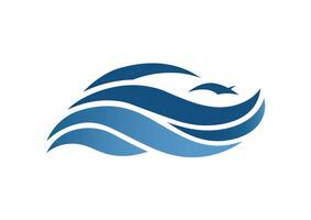 an ocean wave with bird flying over it, photo