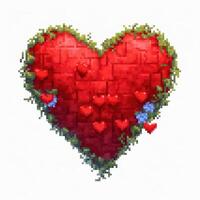an art work is featured here with a pixel heart, photo