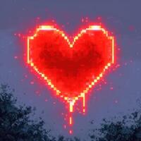 red heart with spray dripping down over it, photo