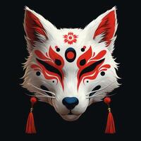 japanese mask with face made in the style of a dog, photo