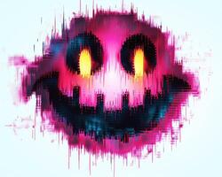 a colorful face that looks like an evil face, photo