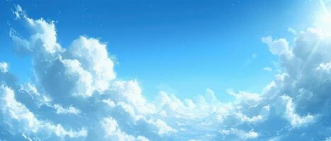 view directly depicting white fluffy clouds forming an open sky, photo