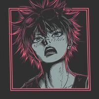 a poster with an anime face on the dark night, photo