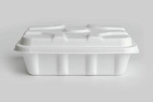 a plain, styrofoam container with large white dividers, photo