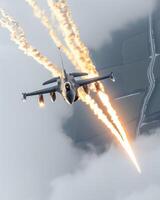 aircraft flying through the sky in preparation or burn, photo