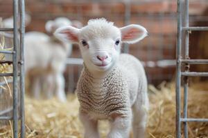 the lamb has very thin fur, photo
