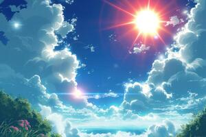 an artistic photo with sun shining over the water,