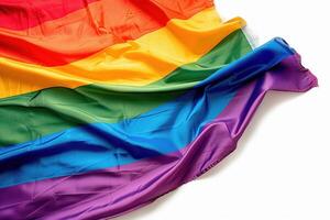 rainbow flag draped by an umbrella to demonstrate gay pride, photo