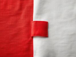 a close up shot of the flag with white and red, photo