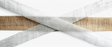 two scissors made with natural jute ribbon, photo