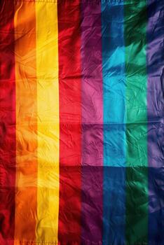 the horizontal rainbow fabric is folded around the shape, photo